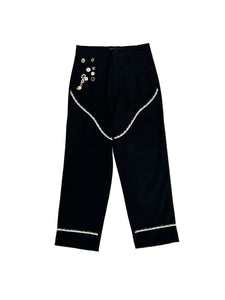 JUNTAE KIM - Corset Trimmed Chino Pants - AW25 - BLACK